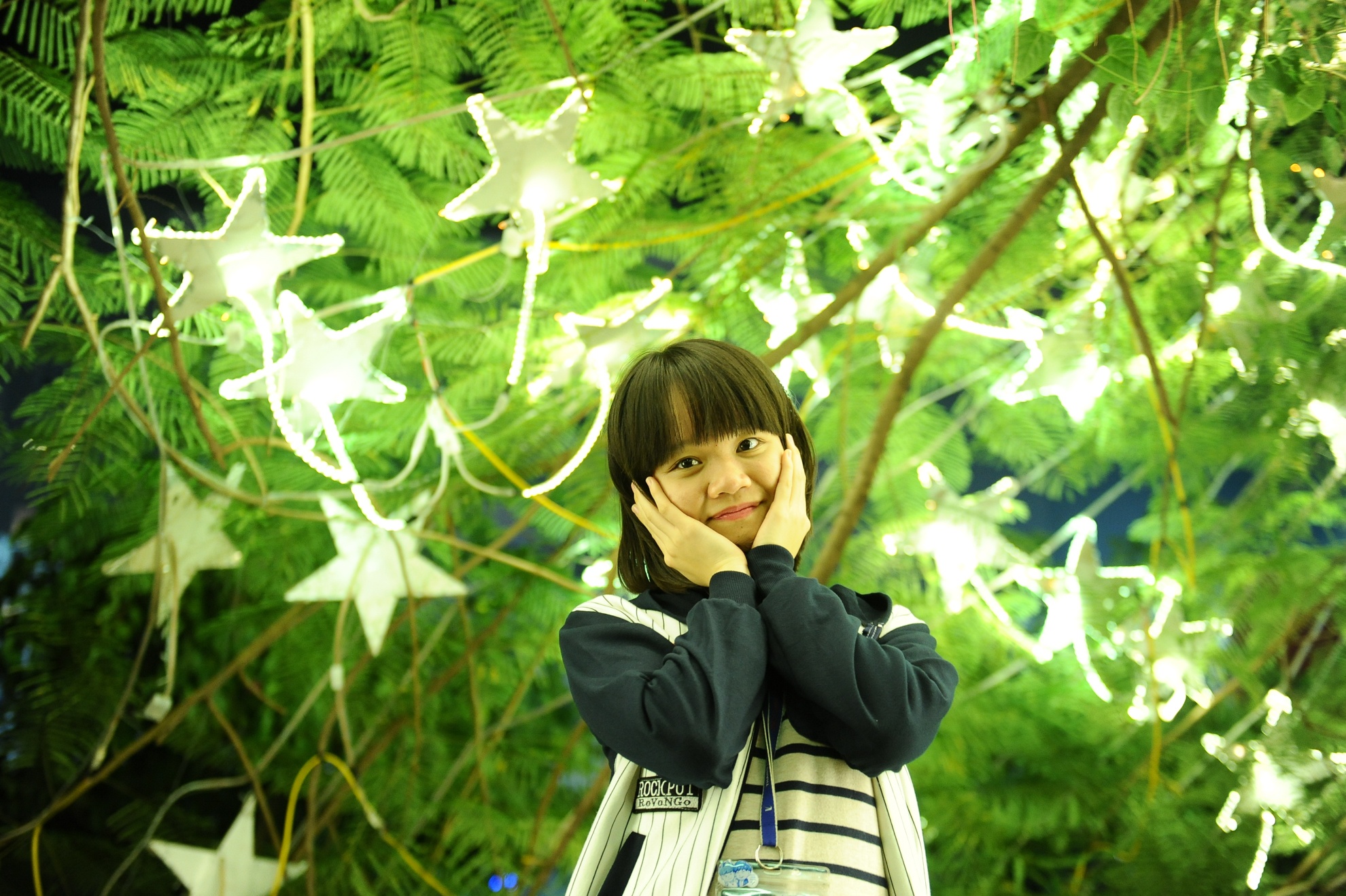 Còn Đặng Trà My, sinh viên năm ba khoa Tiếng Nhật chia sẻ: Nhờ có khu vườn này mà mình thích đến trường hơn hẳn. Học xong mà được ra đây hít thở không khí trong lành, ngắm những ánh đèn và chụp ảnh thì còn gì thú vị bằng.