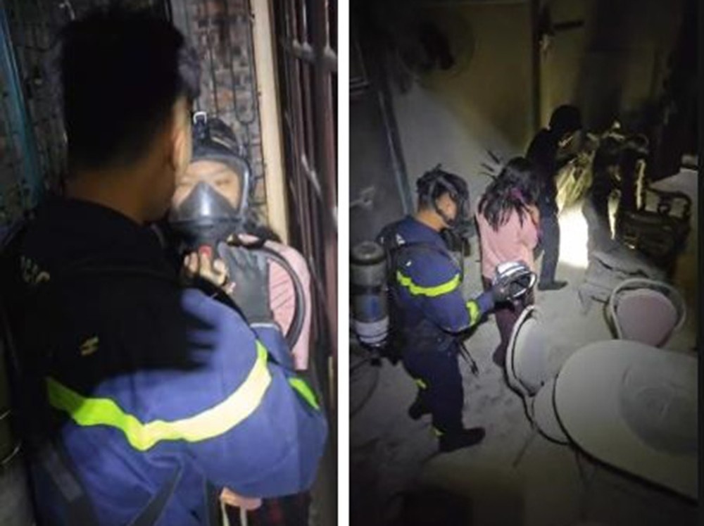 Cuu 4 nguoi mac ket trong ngoi nha chay tren pho Chua Ha hinh anh