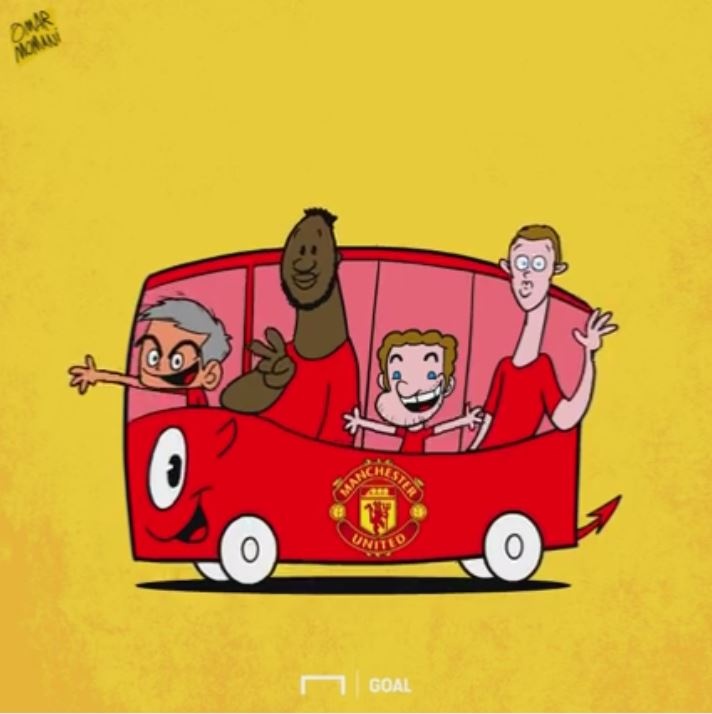 Hi hoa Mourinho lai xe buyt mau do anh 2