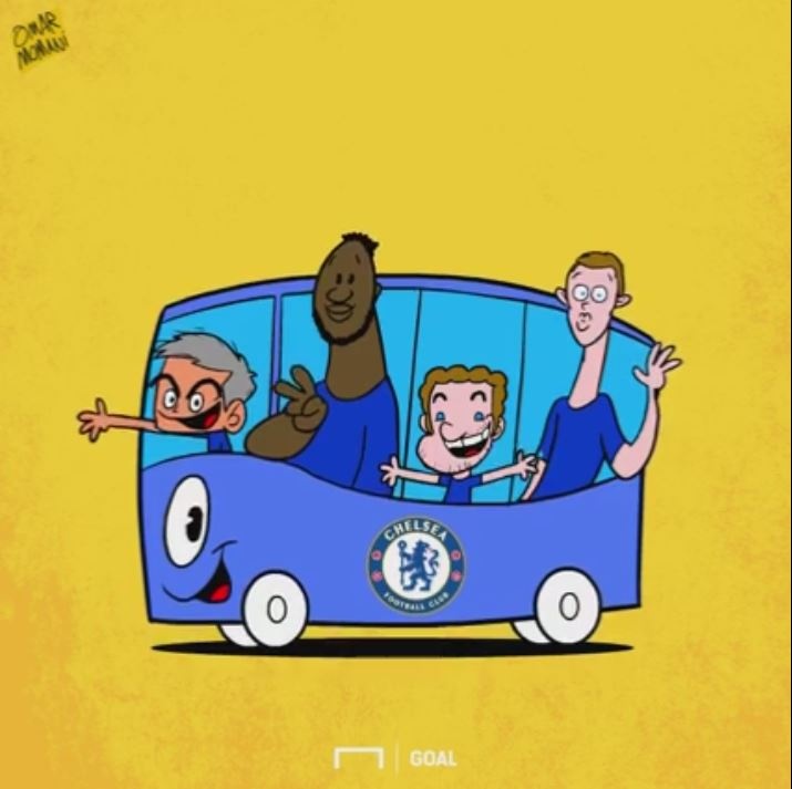 Hí họa Mourinho lái xe buýt màu đỏ ảnh 1 Hi hoa Mourinho lai xe buyt mau do anh 1