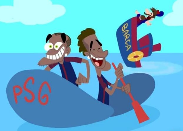 Hi hoa Neymar bo Messi choi voi cung con tau dam mang ten Barca hinh anh