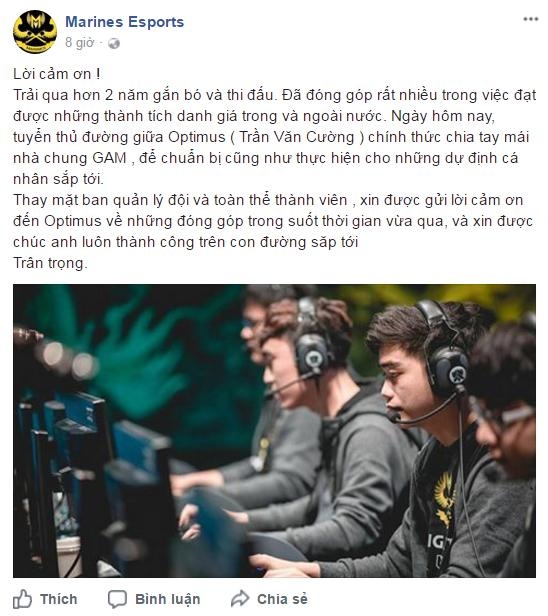 Optimus bất ngờ chia tay GAM ảnh 1 Optimus bat ngo chia tay GAM anh 1