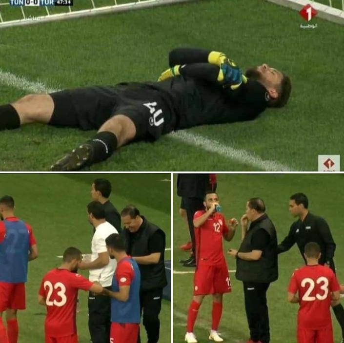 Thủ môn giả vờ chấn thương để đồng đội ăn uống ảnh 1 Thu mon gia vo chan thuong de dong doi an uong anh 1