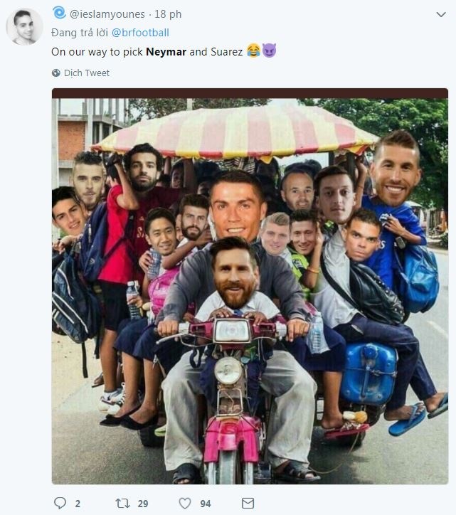 Ronaldo,  Messi vong xe lai don Neymar ve nuoc anh 2