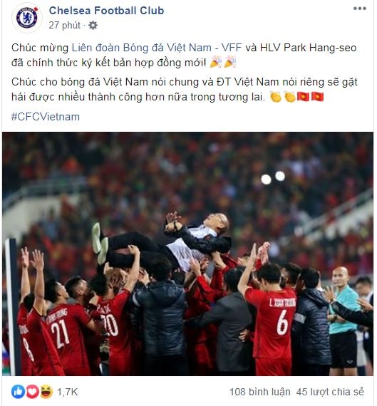Chelsea chuc mung HLV Park anh 1