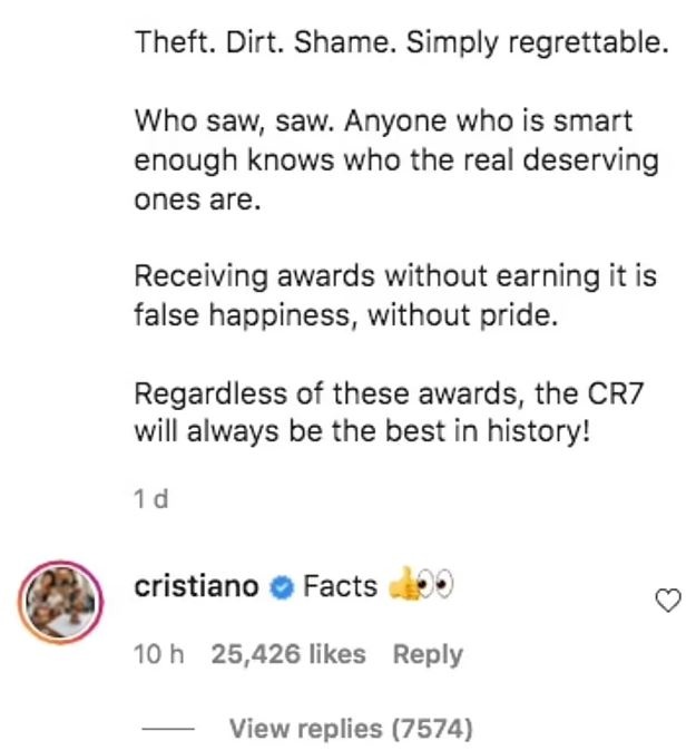 Ronaldo dong tinh voi bai dang che bai Messi anh 1