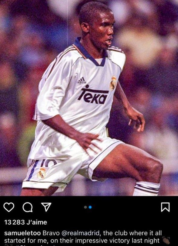 Eto'o chuc mung Real vao chung ket anh 1