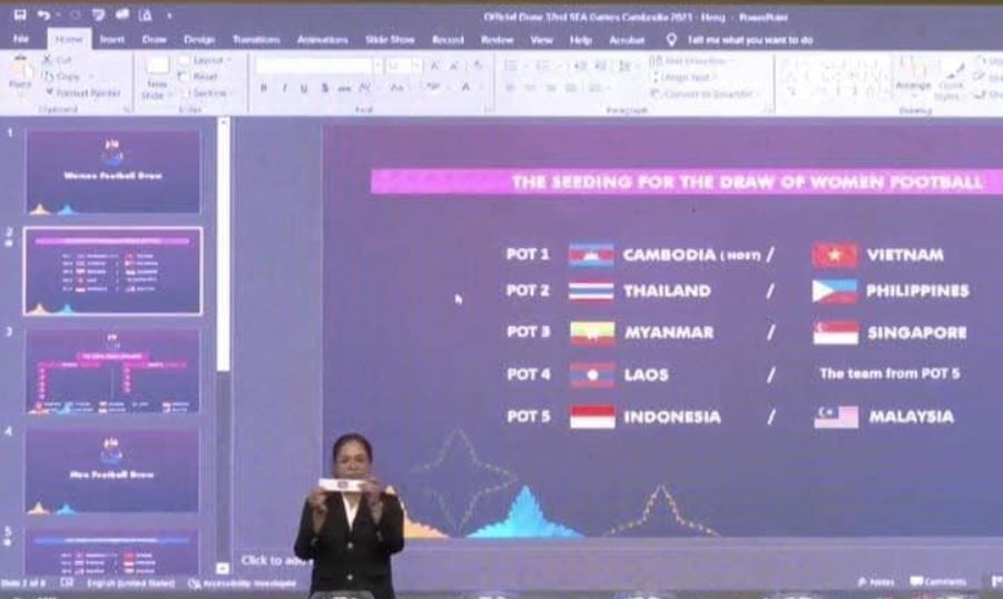 BTC SEA Games 32 lo slide PowerPoint khi boc tham mon bong da hinh anh