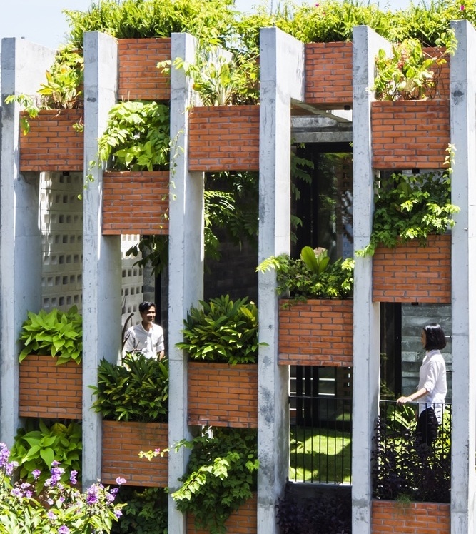 Nha o ngap anh sang va bong cay o Da Nang hinh anh