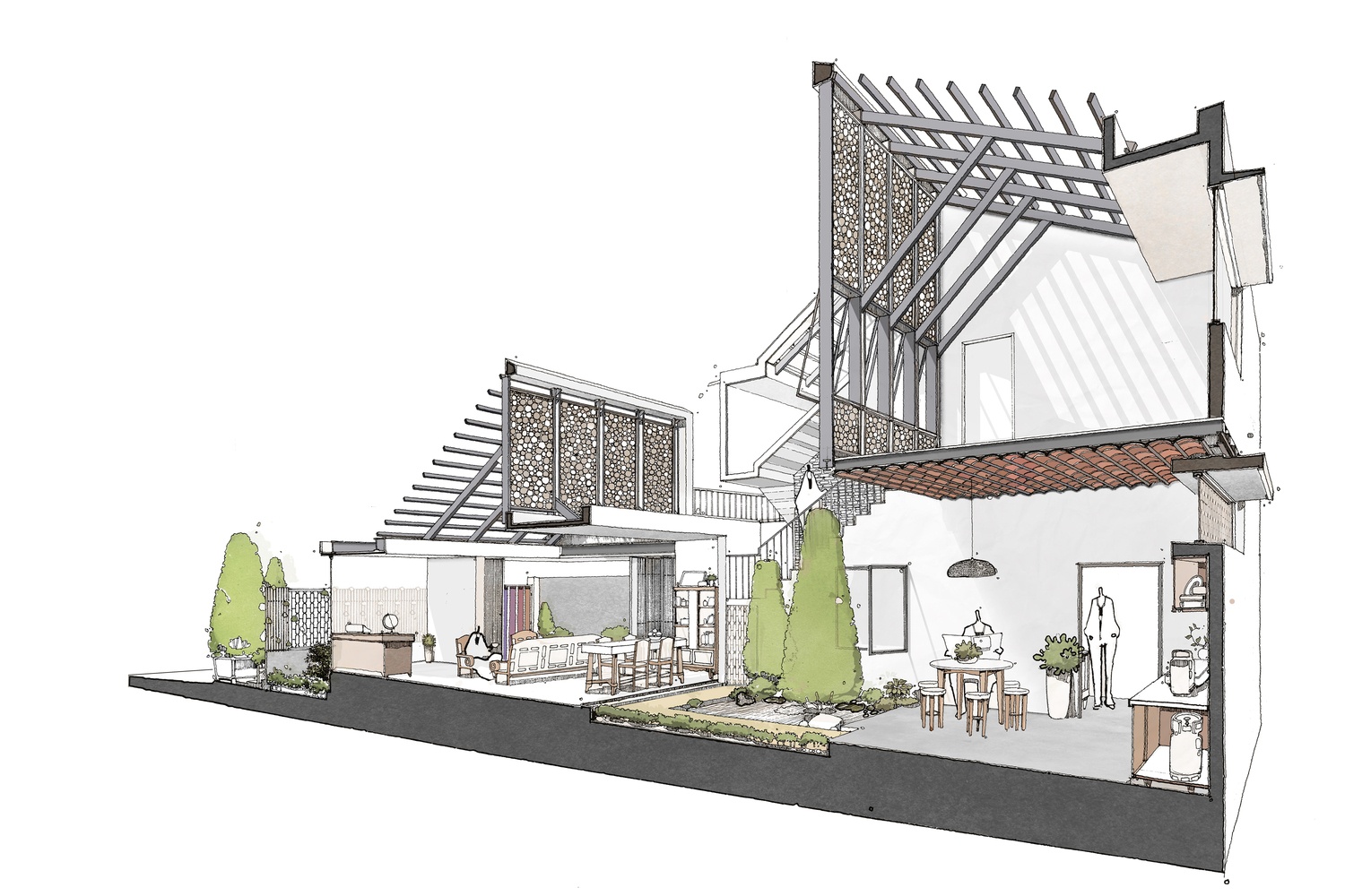 nha dep,  nha nua mai hoai co,  nha hoai co anh 19