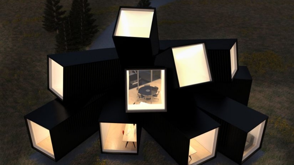 Nha container 3 phong ngu thiet ke an tuong giua sa mac hinh anh