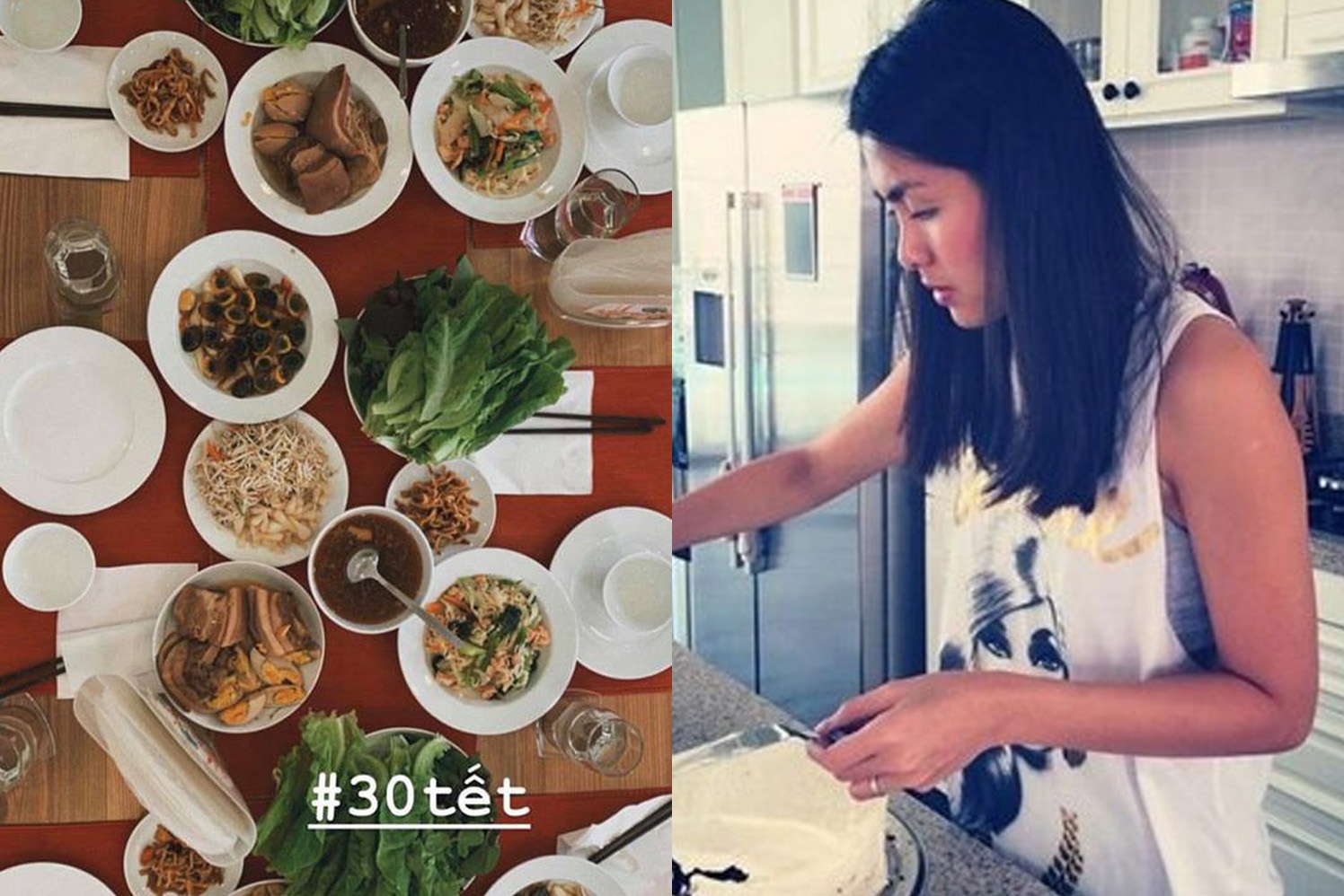 Tang Thanh Ha, Ngoc Lan khoe bua com, mam cung ong ba 30 Tet hinh anh