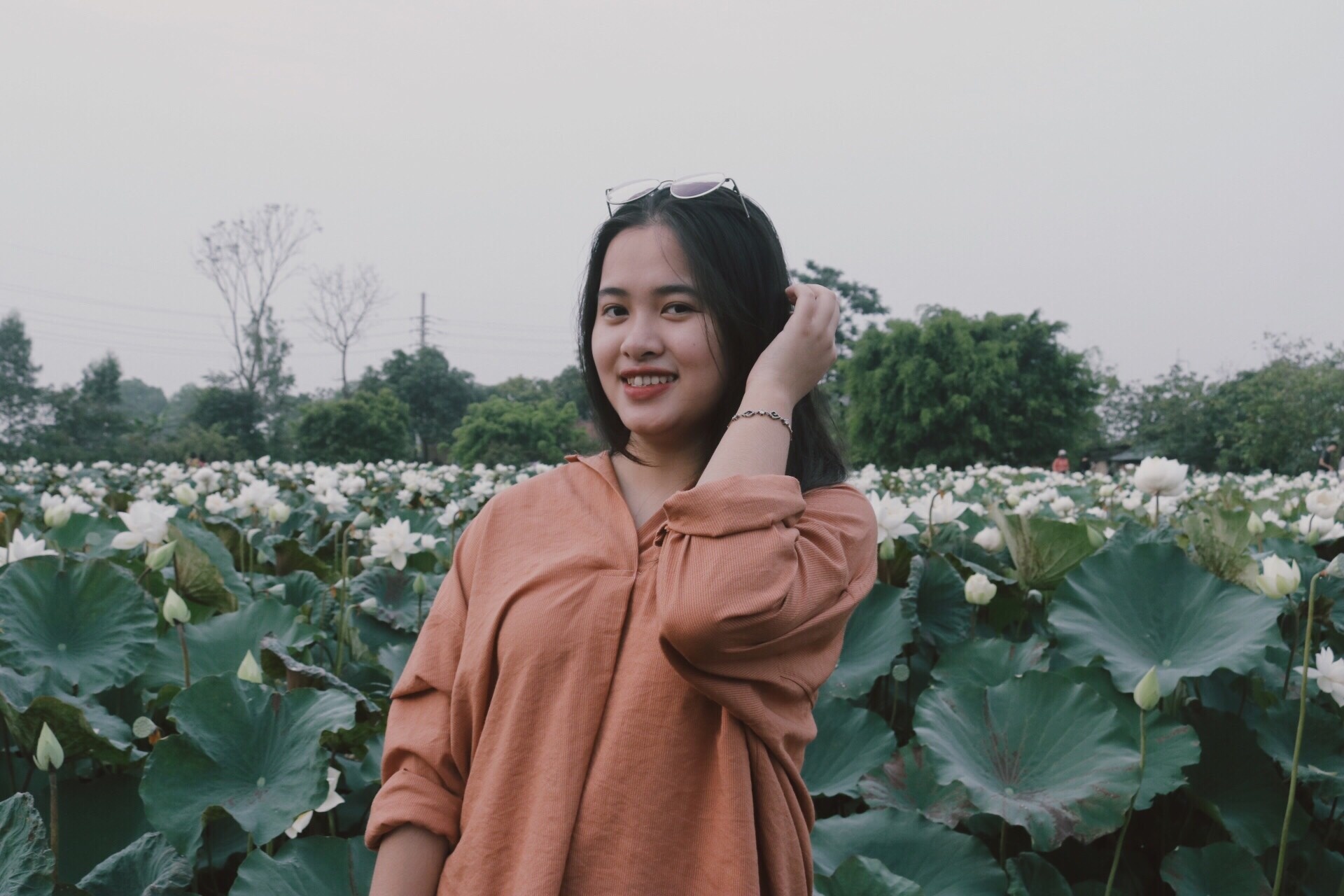 Khach du lich do xo chup anh cung sen trang hinh anh