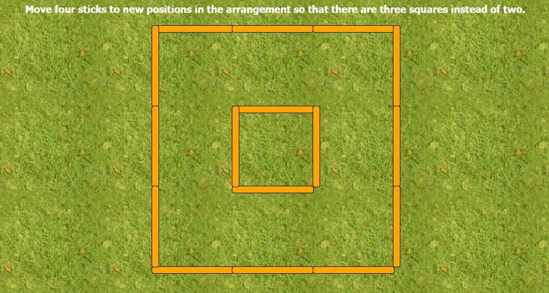 Di chuyen 4 que diem de tao thanh 3 hinh vuong hinh anh