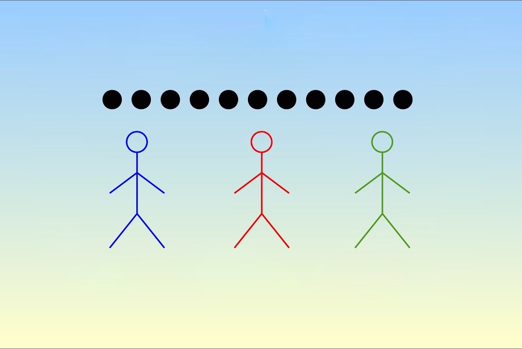 Tim cach de chia 11 dong xu cho 3 nguoi hinh anh