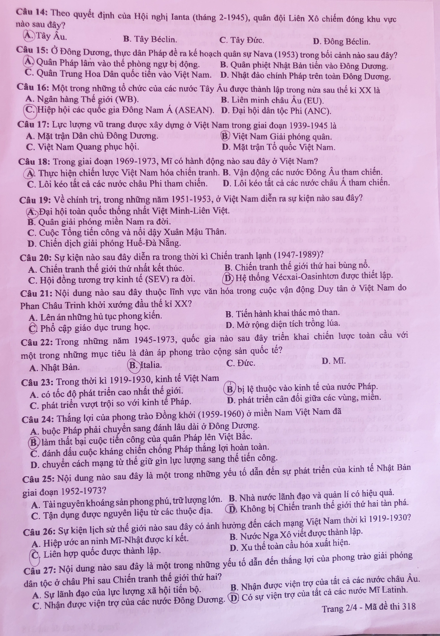 Dap an mon Lich su anh 3