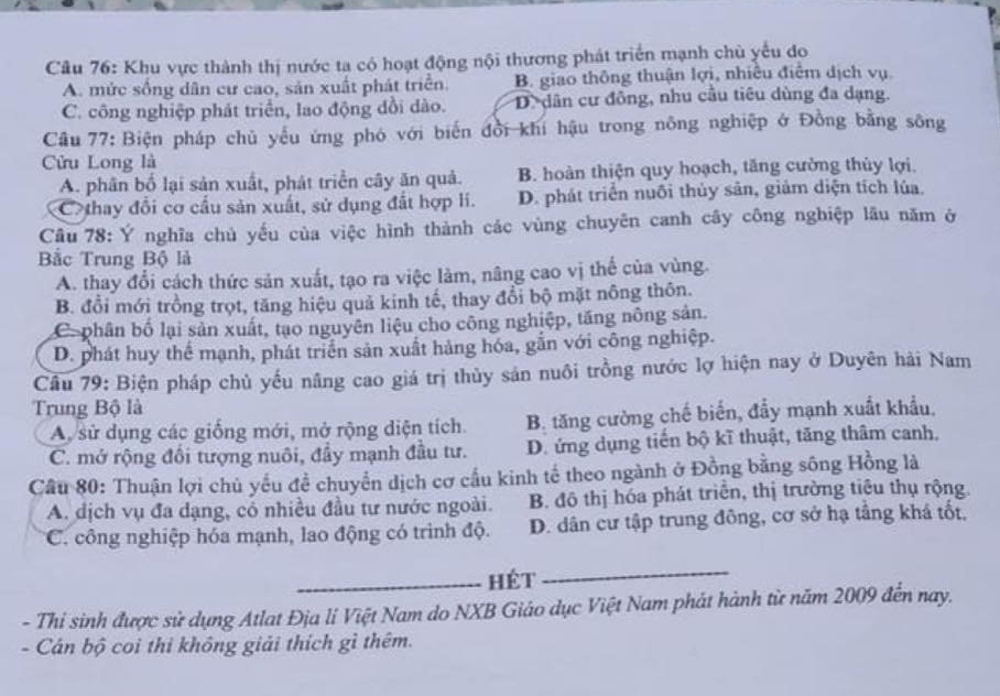 Dap an mon Dia ly anh 9