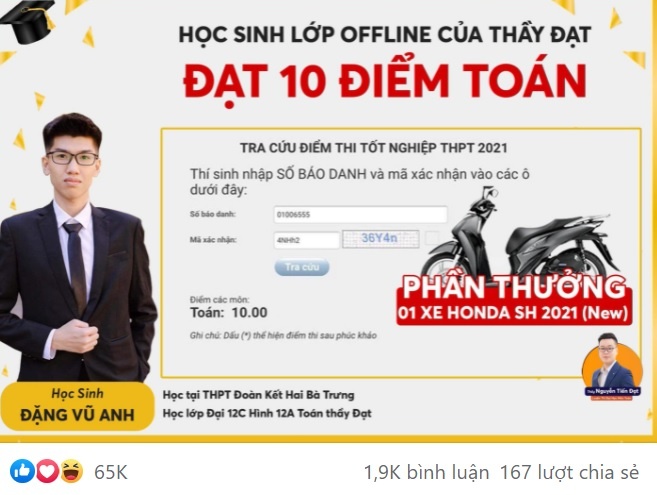 Thay giao tang xe may cho hoc sinh diem 10 anh 1