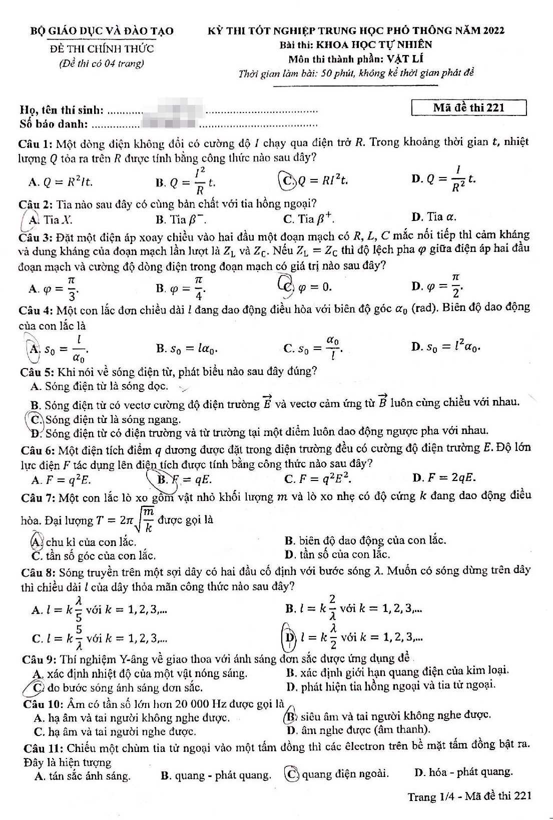 dap an mon Vat ly tot nghiep THPT 2022 anh 3