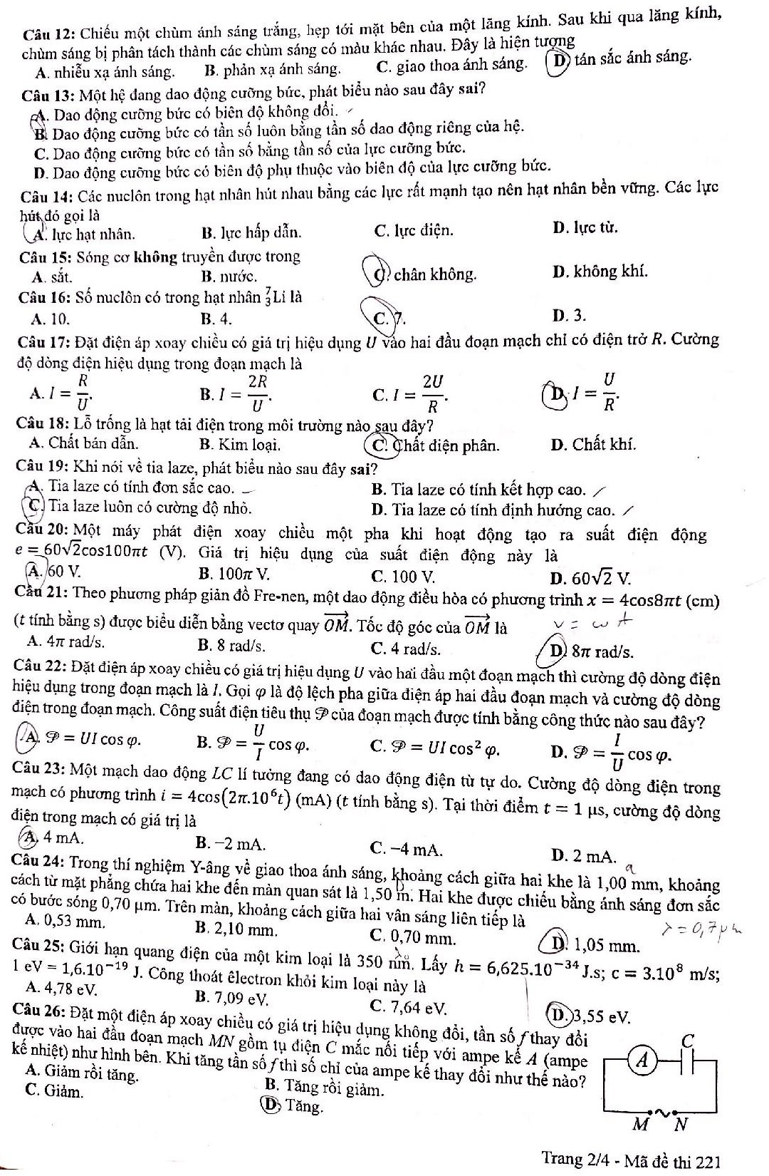 dap an mon Vat ly tot nghiep THPT 2022 anh 4