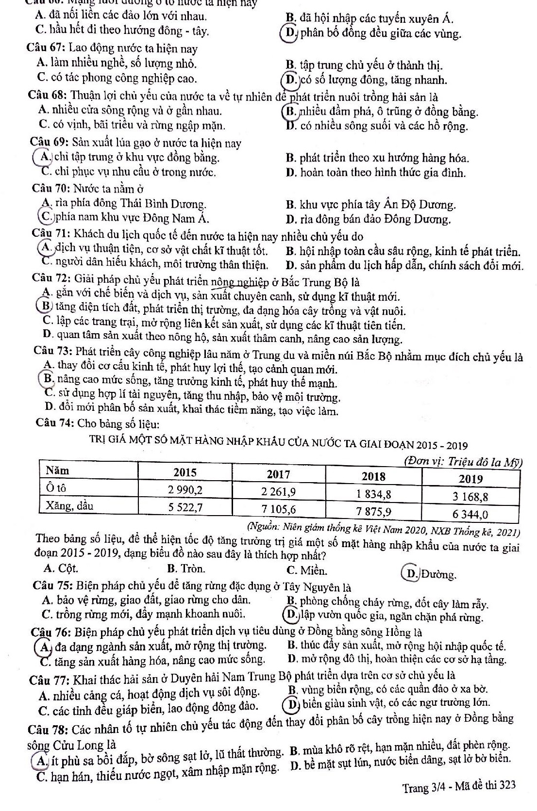 dap an de thi mon Dia ly anh 5