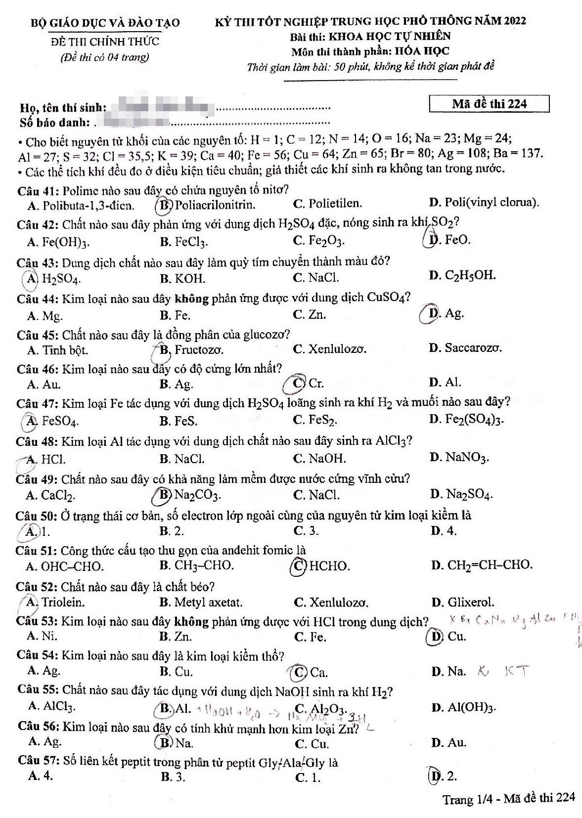 dap an mon Hoa thi tot nghiep THPT anh 3