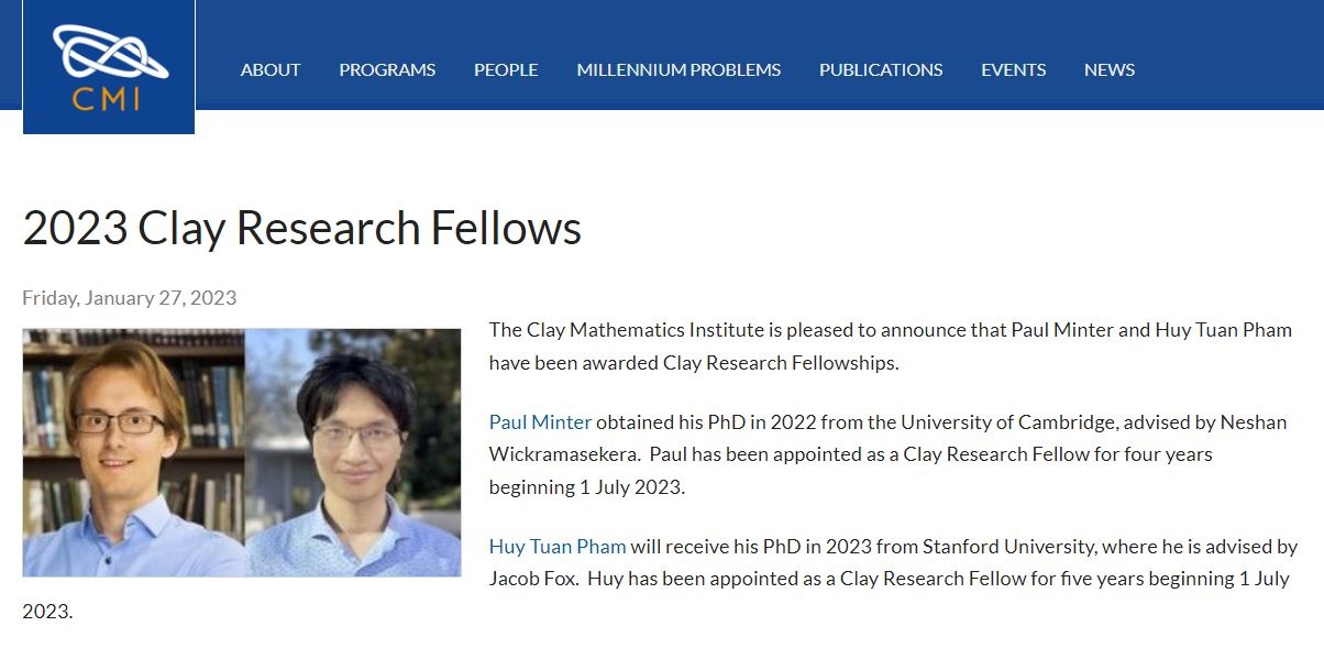 Clay Research Fellowship anh 1