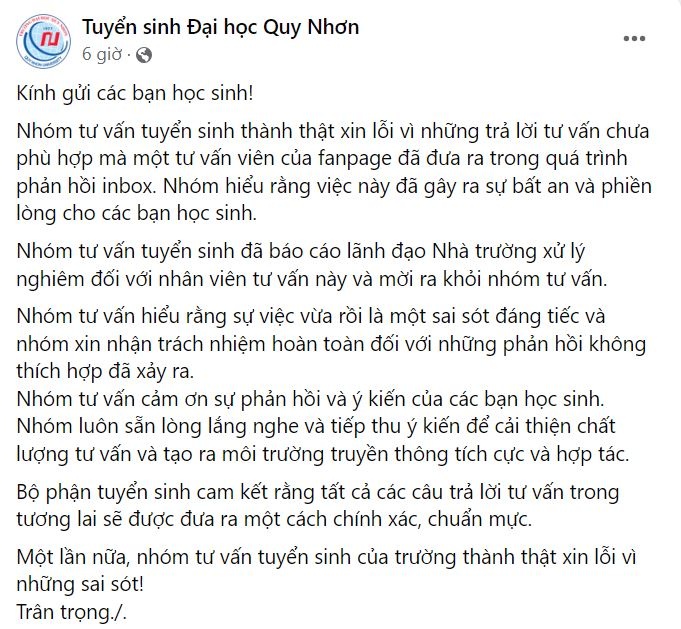 DH Quy Nhon xin loi anh 2