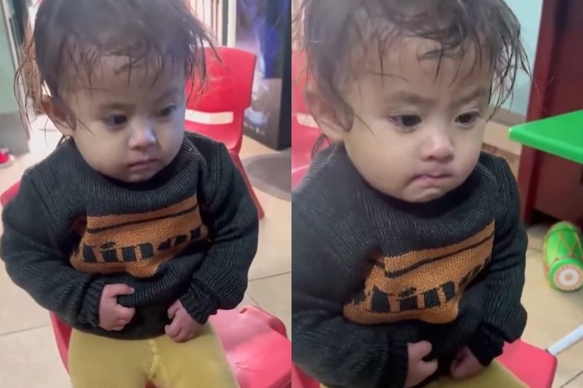 Be gai Ha Giang co ro vi lanh nhung van co gang den truong hinh anh