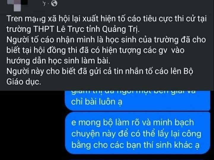 Cong an vao cuoc vu nghi van tieu cuc tai diem thi o Quang Tri hinh anh
