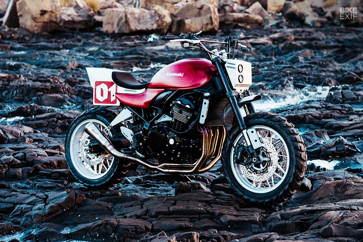 Kawasaki Z900RS Stone Tracker phong cach chua te bong dem hinh anh