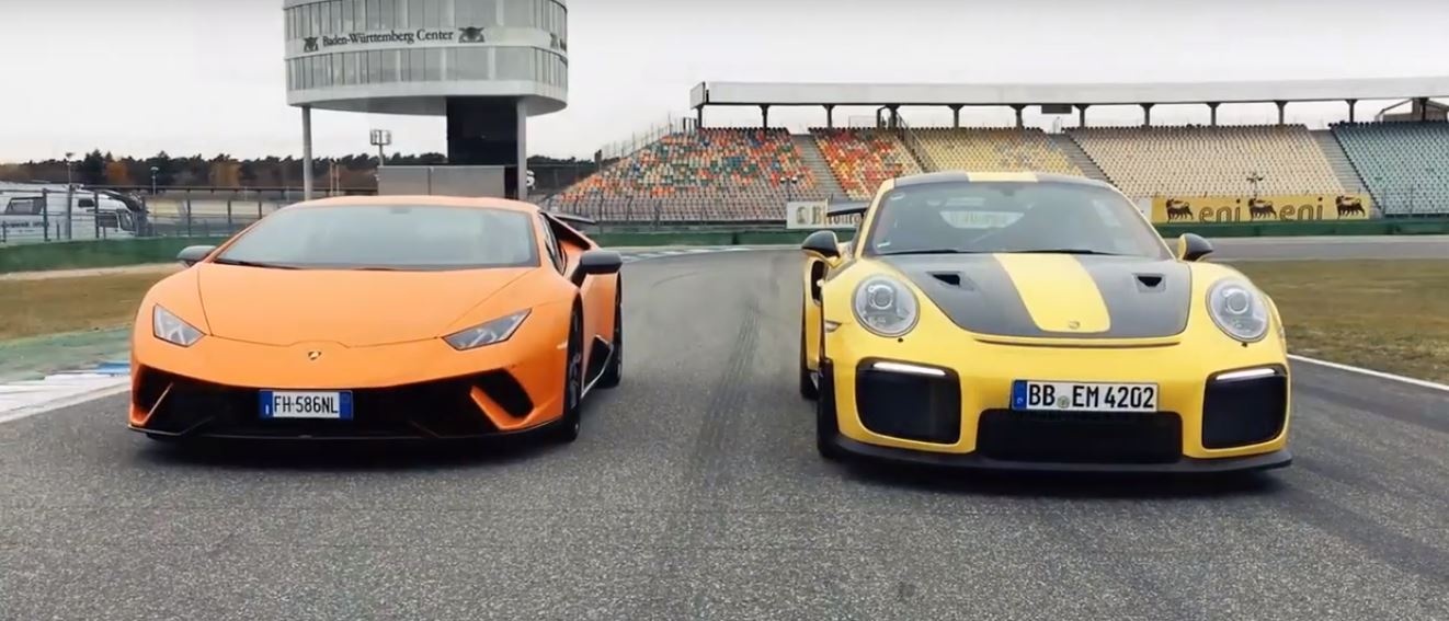 Sieu xe dai chien: Porsche 911 GT2 RS dua Lamborghini Huracan hinh anh