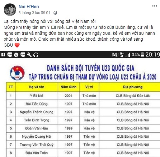hoa hau H'Hen Nie gui loi chuc den thu mon U23 Viet Nam anh 1
