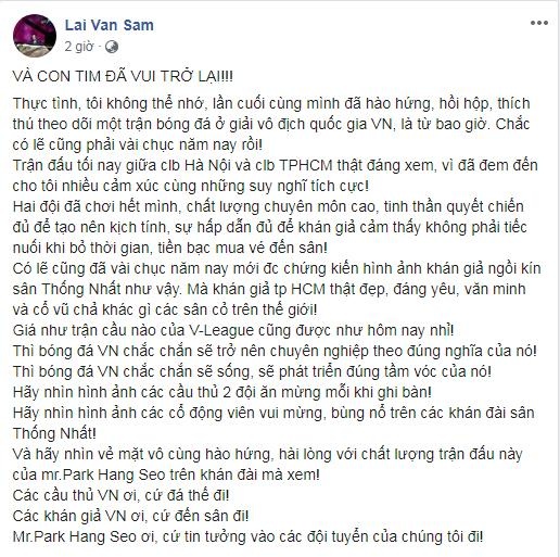 MC Lai Van Sam vui tro lai voi bong da Viet anh 1