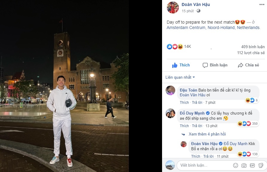 Duy Mạnh trêu Văn Hậu ảnh 1 Duy Manh treu Van Hau anh 1