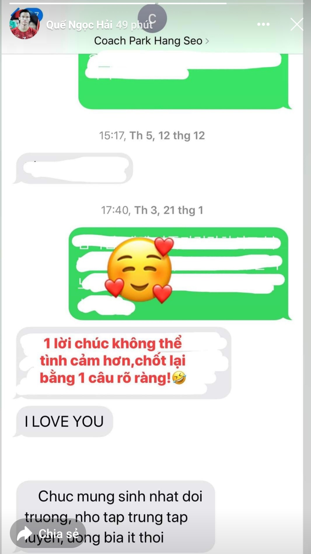 HLV Park chuc sinh nhat Que Ngoc Hai anh 1