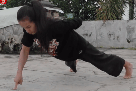 My nhan vo thuat hit dat bang mot ngon tay hinh anh