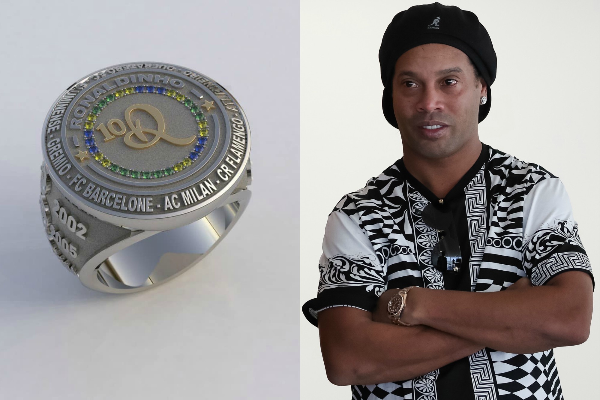 Ronaldinho duoc tang chiec nhan sang trong hinh anh