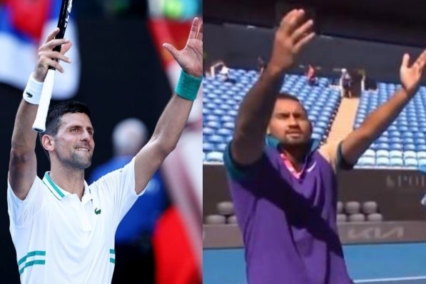 Kyrgios nhai cach an mung cua Djokovic hinh anh