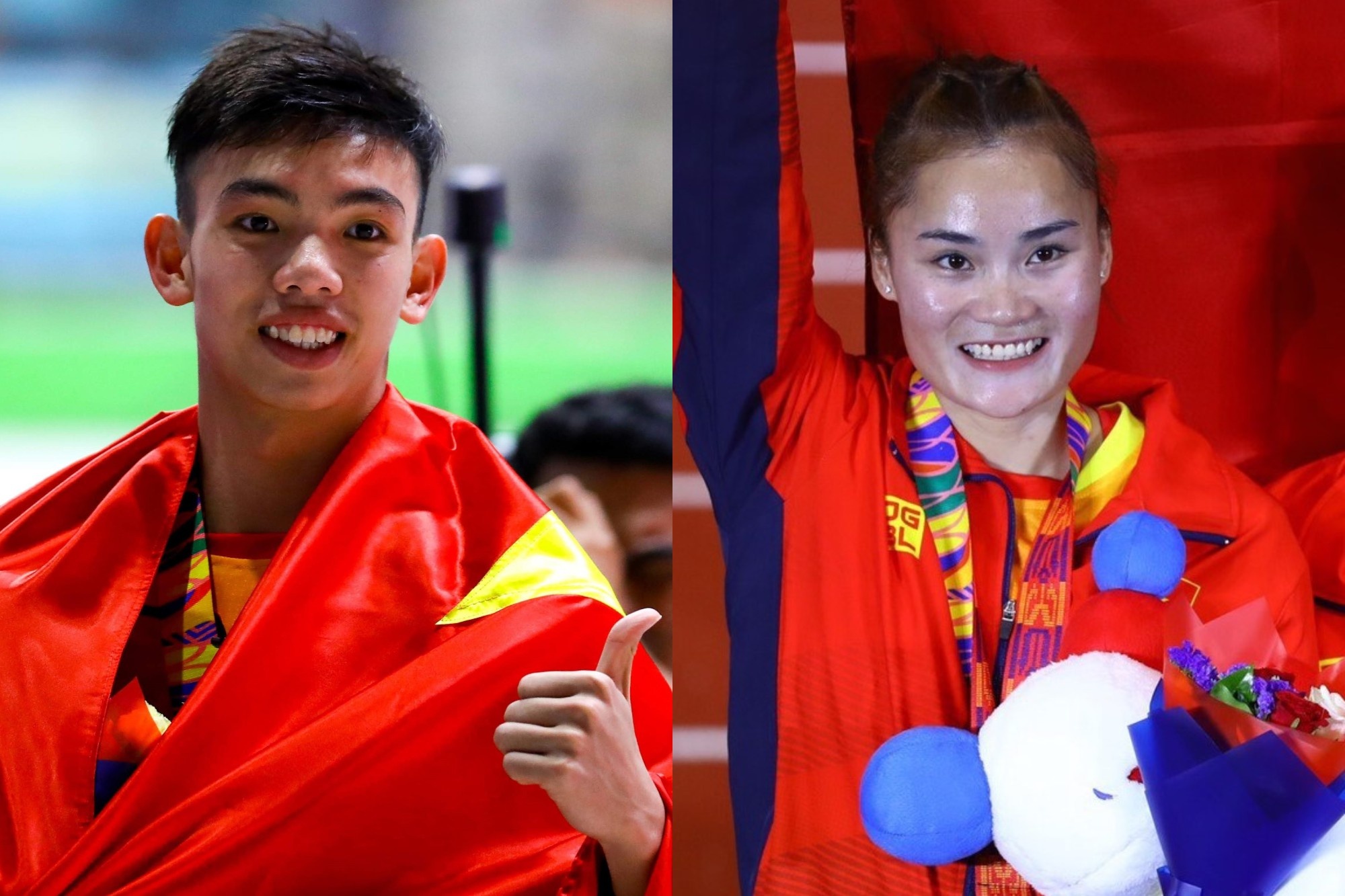 Nguyen Huy Hoang va Quach Thi Lan cam co Doan Viet Nam tai Olympic hinh anh