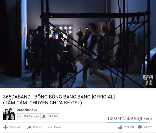 MV của 365 đạt 100 triệu lượt xem ảnh 1 MV cua 365 dat 100 trieu luot xem anh 1