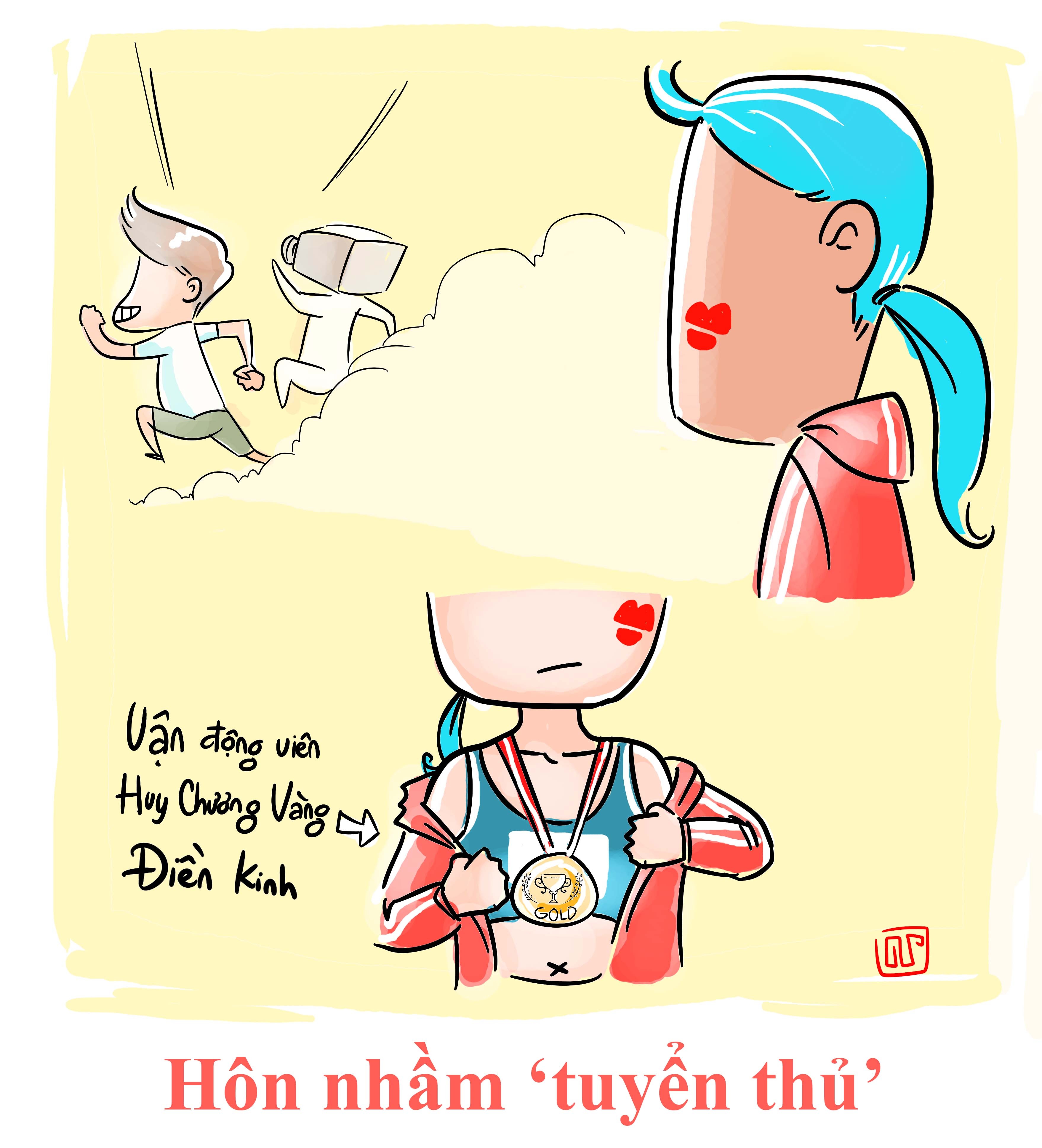 Rút kinh nghiệm những lần bị bắt, lần này hôn xong bỏ chạy luôn. Nhưng không ngờ nạn nhân là tuyển thủ điền kinh...