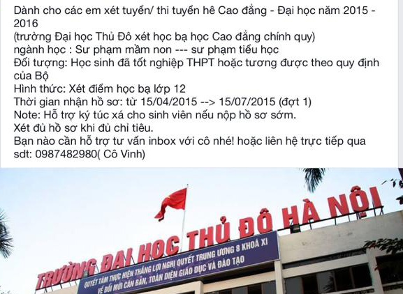 Canh bao lua xet tuyen hoc ba vao Dai hoc Thu Do hinh anh