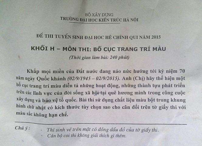 ​De thi vao truong kien truc gay tranh cai hinh anh