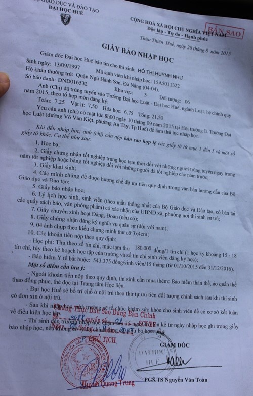 Nhiều thí sinh có nhận được giấy báo nhập học nhưng khi đi làm thủ tục thì lại nhận thông báo rớt.