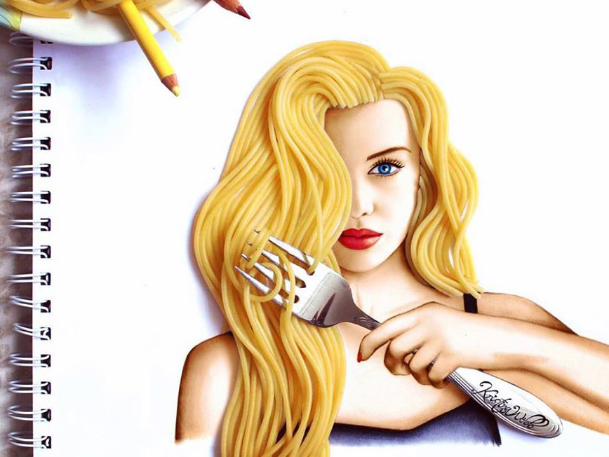 Nu hoa si 19 tuoi ve tranh bang my ong, salad hinh anh