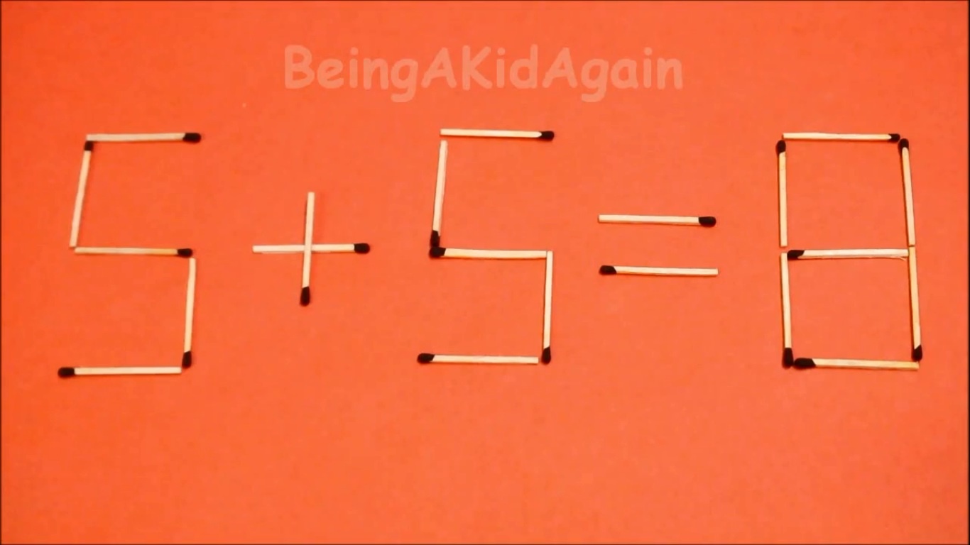 5 + 5 = 8 thành 5 + 3 = 8.