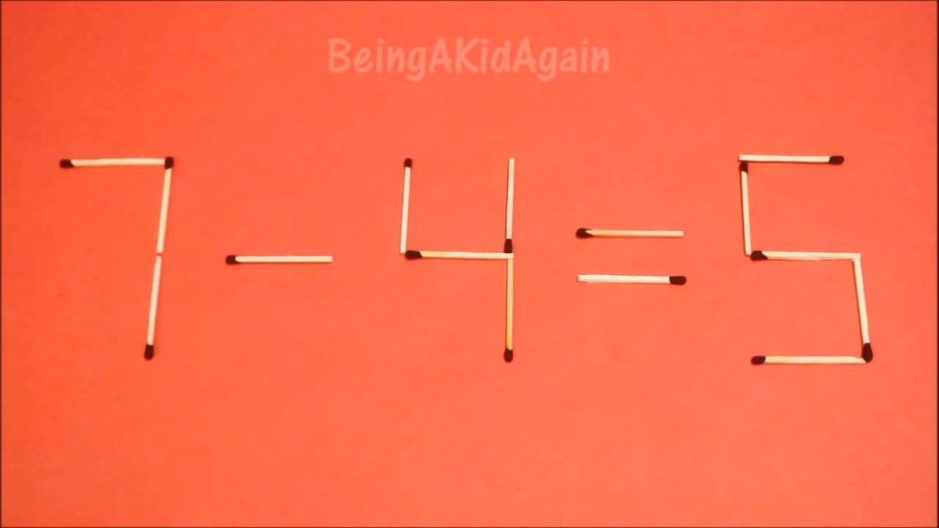 7 - 4 = 5 thành 1 + 4 = 5.