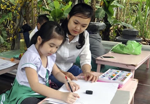 Lop hoc... tren canh dong hinh anh