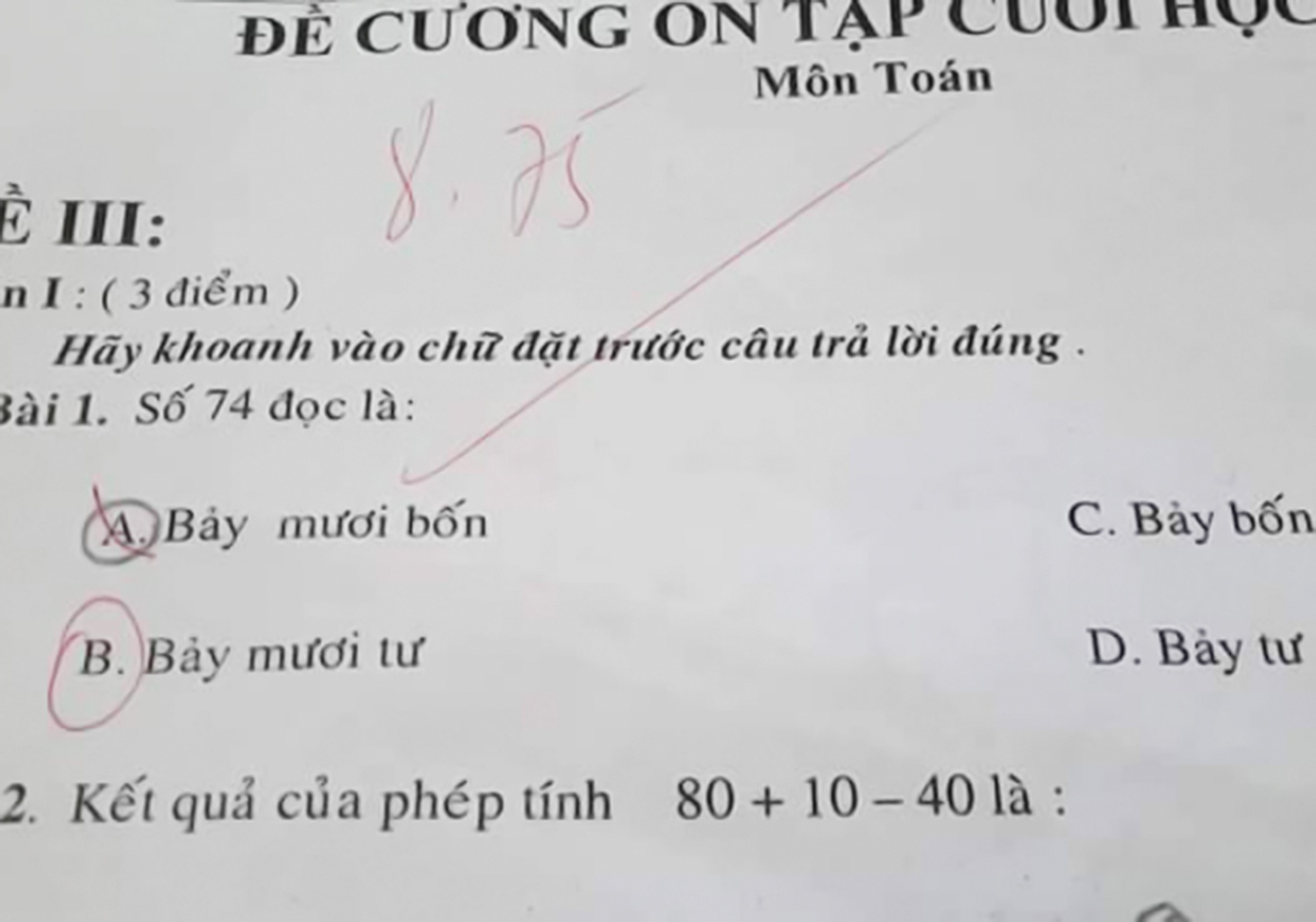 Bai toan lop 1 gay tranh cai ve cach doc so 74 hinh anh
